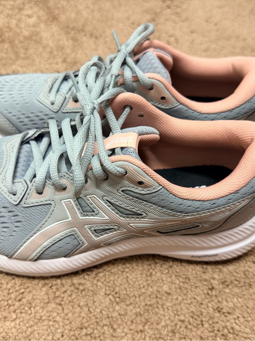 ASICS Women's Light Gray and Blush Running Shoes